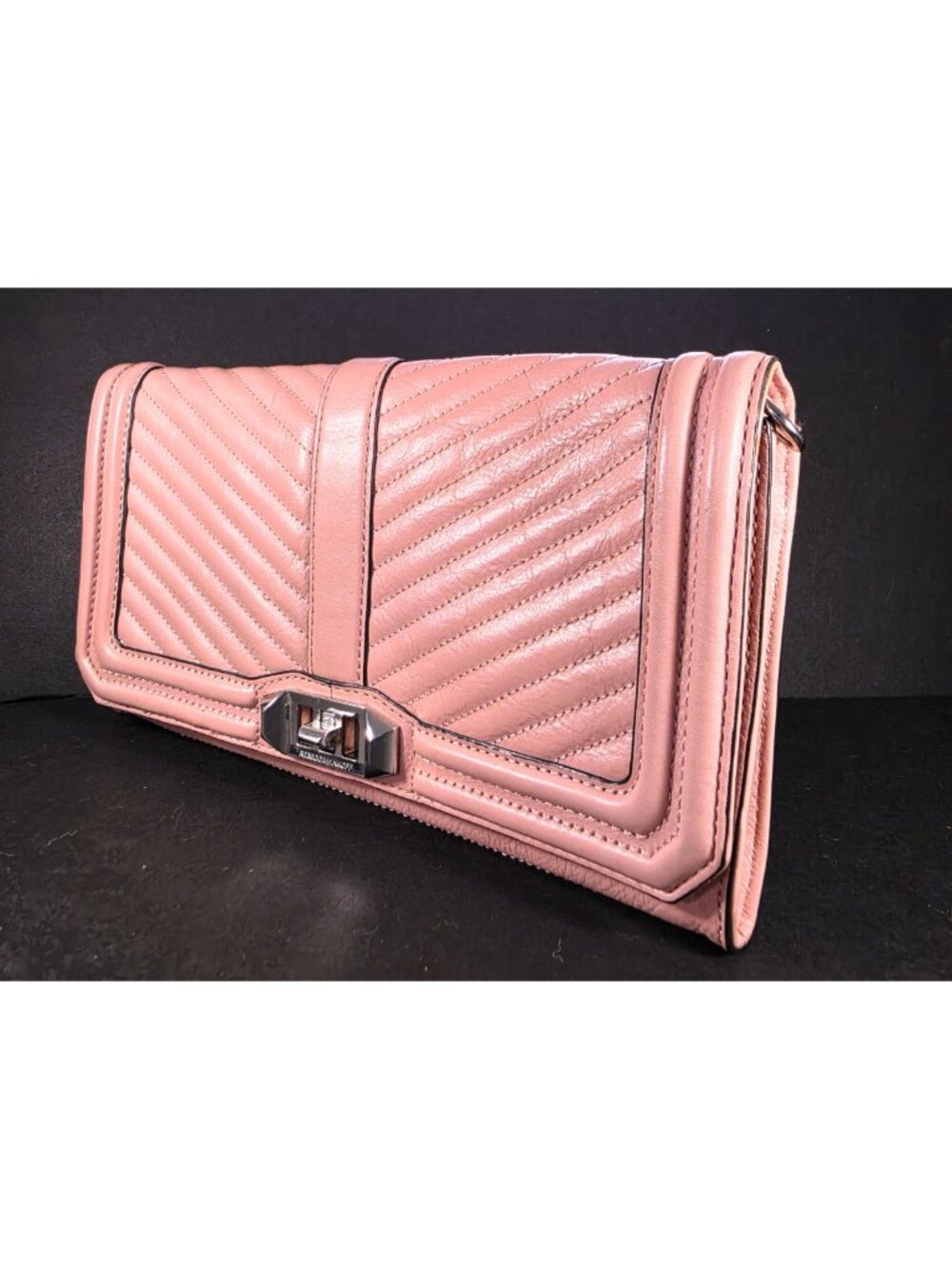 Rebecca Minkoff Love Pink Chevron Quilted Leather Crossbody Bag